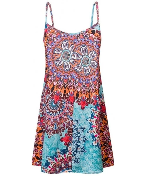 Cover-Ups Plus Size Dresses-Women's Summer Boho Floral Print Sundress Casual T Shirt Dresses Cami Tank Dress Beach Dress - Mu...