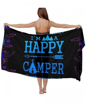 Cover-Ups Women Chiffon Scarf Shawl Wrap Sunscreen Beach Swimsuit Bikini Cover Up - Happy Camper Camping Purple Lavender - CH...