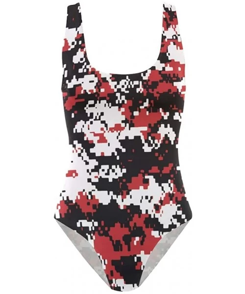 One-Pieces Womens Swimsuits Colorful Leopard South Carolina One Piece Tankini Girls Monokini - Red Camouflage - C918R3M8DR0