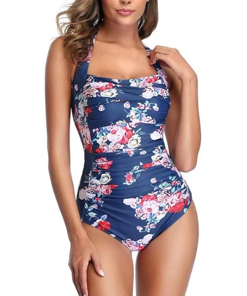 Tankinis Monokini Swimsuits Bathing Women's Vintage Padded Push up One Piece Tummy Control Bathing Suits Plus Size Swimwear N...