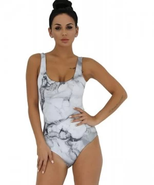 One-Pieces Women's One Piece Cactus Print V Neck Backless Monokini Bathing Suits - 4-grey - CL193247KO6