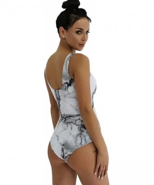 One-Pieces Women's One Piece Cactus Print V Neck Backless Monokini Bathing Suits - 4-grey - CL193247KO6