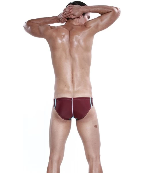 Briefs Mens Low Rise Sexy Swimwear Brief Swim Bikini - 2470 Dark Red - CO11MGJU6F9