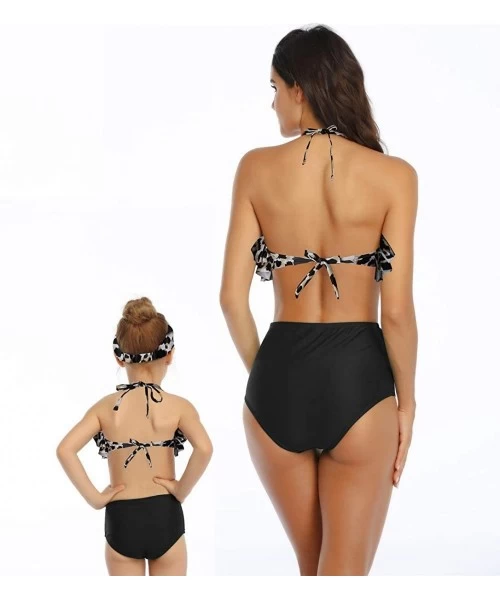 Sets Women Two Pieces Swimsuit Ruffle Swimwear Kids Girls Bikini Bathing Suit Mommy and Me Matching Family Beachwear Sets - L...