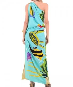 Cover-Ups Women's Beach Cover Up Pareo Canga Swimsuit Sarong Skirt Hand Paint A - Green_u822 - C3121U7XSJD