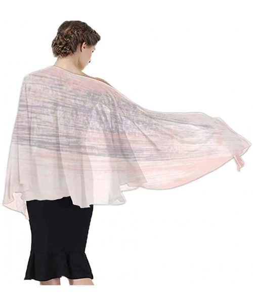 Cover-Ups Women Luxury Chiffon Swimwear Cover Up- Oversize Beach Sarong Shawl Wrap - Pink Gray Painting - C119C4EIOXZ