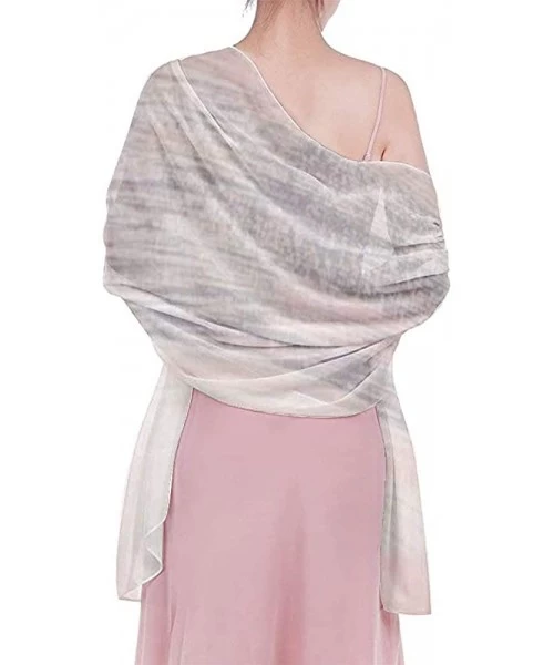 Cover-Ups Women Luxury Chiffon Swimwear Cover Up- Oversize Beach Sarong Shawl Wrap - Pink Gray Painting - C119C4EIOXZ