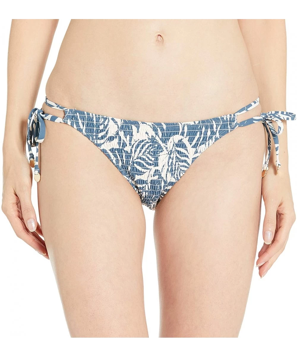 Tankinis Women's String Bikini Swim Bottom - Textured Palm Print - C818ZQ08AE5