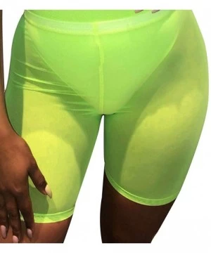 Cover-Ups Women's Perspective Sheer Mesh Ruffle Pants Swimsuit Bikini Bottom Cover up - Green(hot Shorts) - CY18QACC8W8