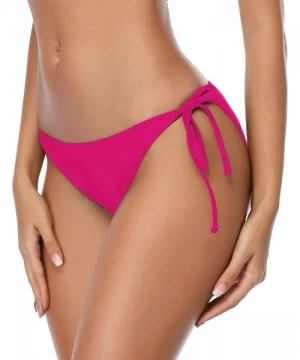 Bottoms Women's Swim Bottom Tie Side Bikini Bottom Tankini Swimsuit Briefs - Rose - C918TXZKNLZ