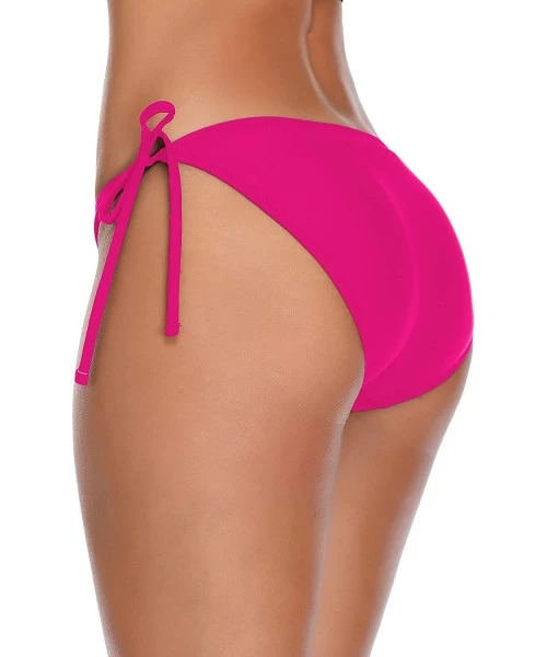 Bottoms Women's Swim Bottom Tie Side Bikini Bottom Tankini Swimsuit Briefs - Rose - C918TXZKNLZ