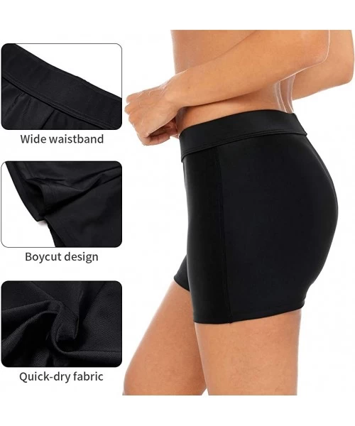 Bottoms Women's Stretch Swim Bottom Sport Board Shorts Solid Tankini Shorts - Black - CU18KI3659L