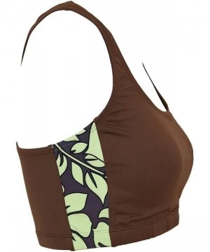 Rash Guards Women Plus Size UPF 50+ Swim Tank Bra Short Top Rash Guard - Brown With Green - CD1857EG926