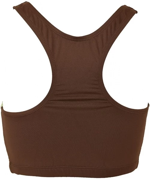 Rash Guards Women Plus Size UPF 50+ Swim Tank Bra Short Top Rash Guard - Brown With Green - CD1857EG926