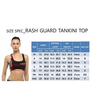 Rash Guards Women Plus Size UPF 50+ Swim Tank Bra Short Top Rash Guard - Brown With Green - CD1857EG926