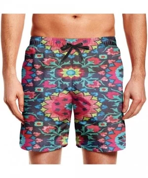 Board Shorts Mens Swim Trunks Rose Unicorn Love Heart Summer Cool Quick Dry Board Shorts with Mesh Lining - Rotation Color Fl...