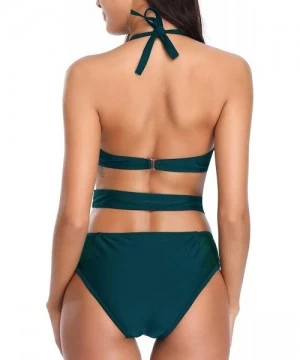 One-Pieces Womens Monokini Mesh One Piece Swimsuit for Women High Waist Cut Out Bathing Suit Deep V Sexy Swimwear Pine Green ...