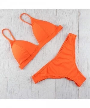 Tankinis Two Piece Swimsuits- Women Bandeau Bandage Bikini Set Push-Up Brazilian Swimwear Beachwear Swimsuit - Orange - C4190...