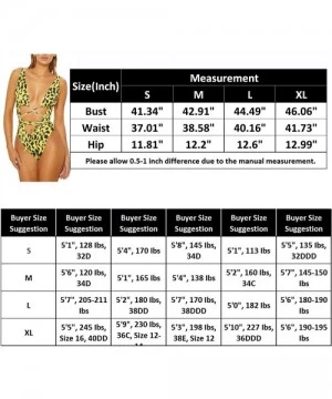 One-Pieces Women's Sexy One Piece Swimsuit Thong Bikini Bathing Suit - Yellow Leopard Print - CW18T03D89U