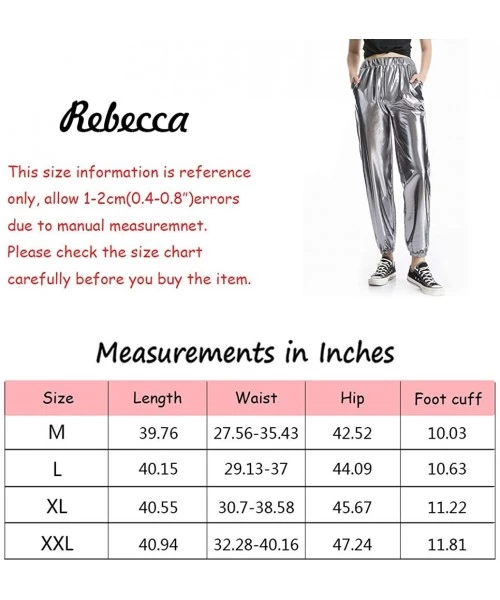 Sets Women's Metallic Shiny Jogger Pants Holographic Hip Hop Sweatpant Tap. - Grey - C718Z3NW87N