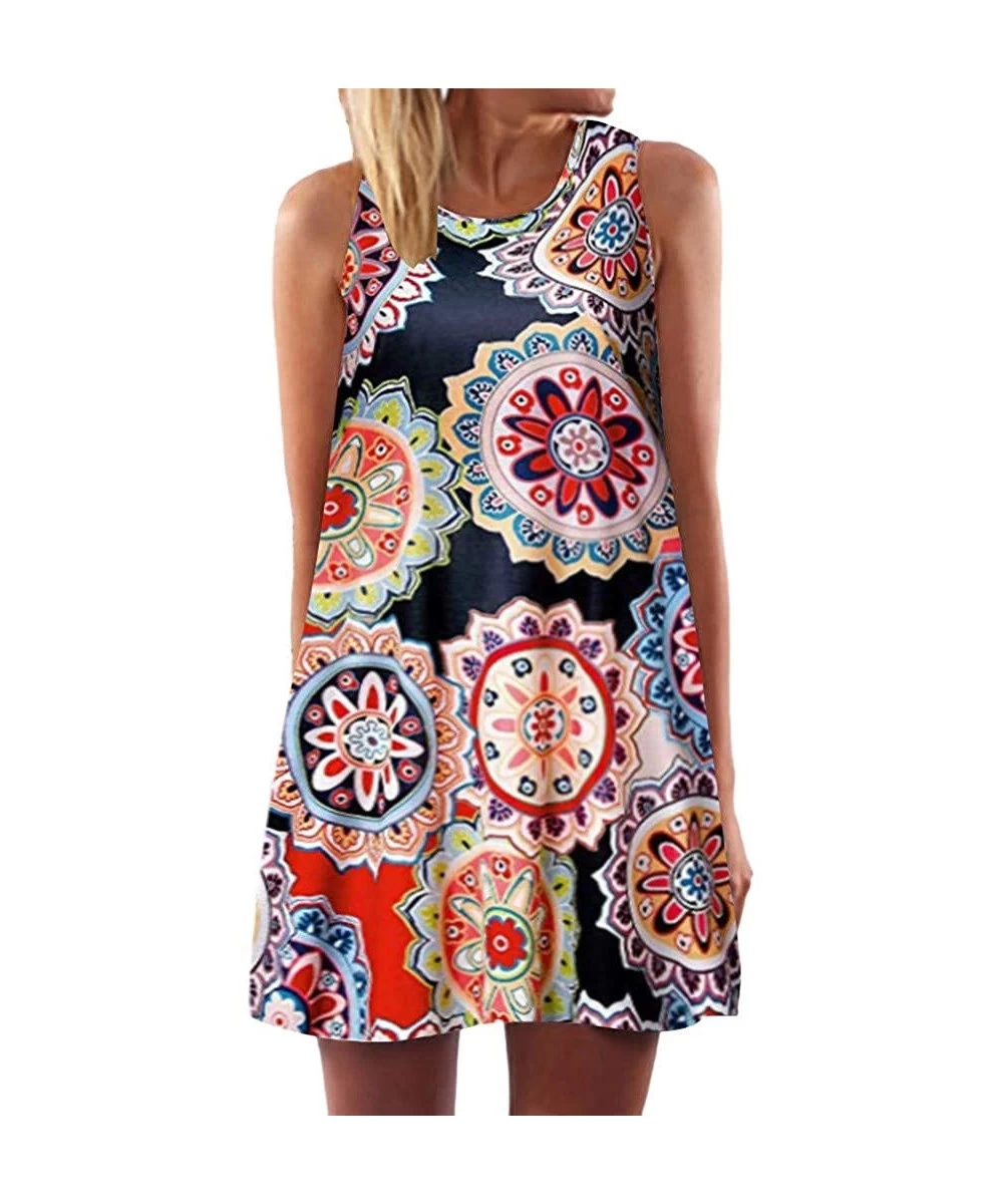 Cover-Ups Dress- Women's Boho Maxi Evening Party Dress Beach Printed Dress Sundress - Multicolor R28 - CS18Q06H8KD