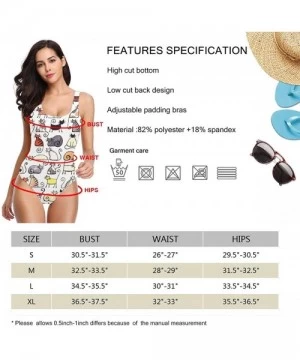 Sets Women's Sexy Backless One Piece Swimsuit Cartoon Dinosaur Swimwear for Women - Cartoon Cute Short Pussy Cat - CT18YEKGL0K