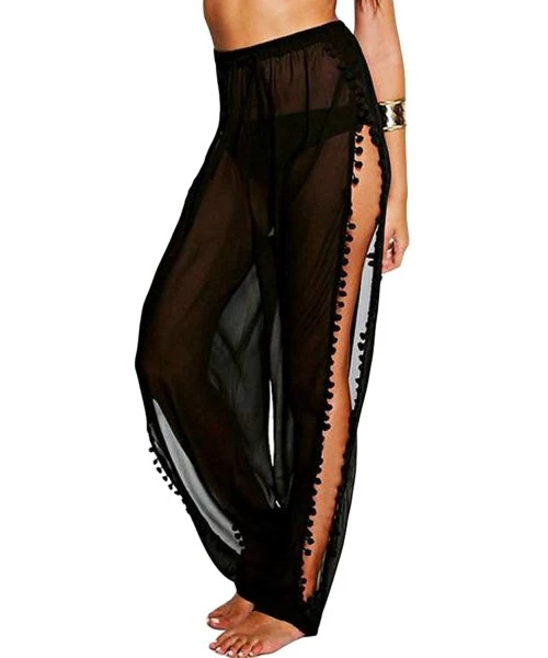 Cover-Ups Women's Bikini Sarong Sexy Swimwear Cover Up Sheer Wrap Maxi Beach Skirt - Black-149 - CT18O89X2LL