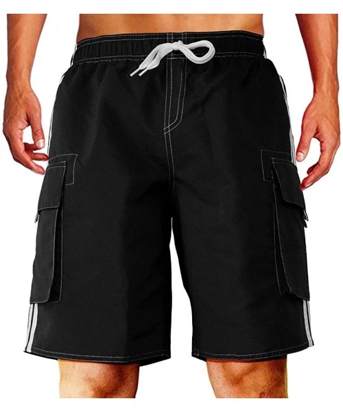 Board Shorts Men's Barracuda Quick Dry Swim Trunks Beach Shorts Board Shorts with Mesh Lining Support - Black - C81822U06W2