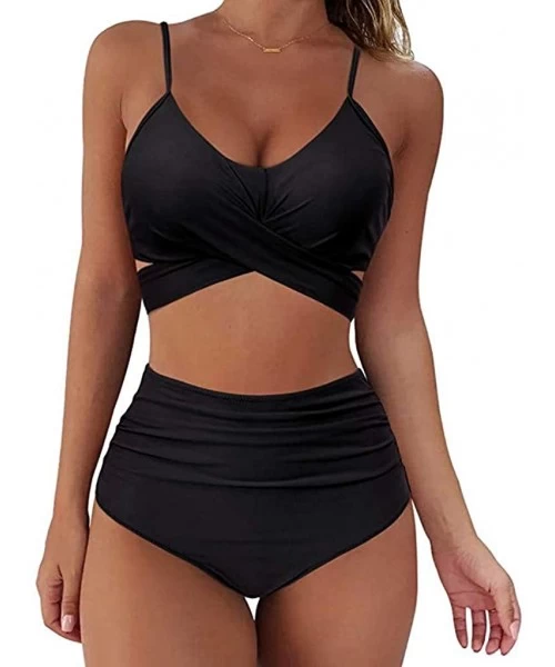 Sets Womens Swimming Costume Padded Swimsuit Monokini Push Up Bikini Sets Swimwear - I-black - C119D45YSDY