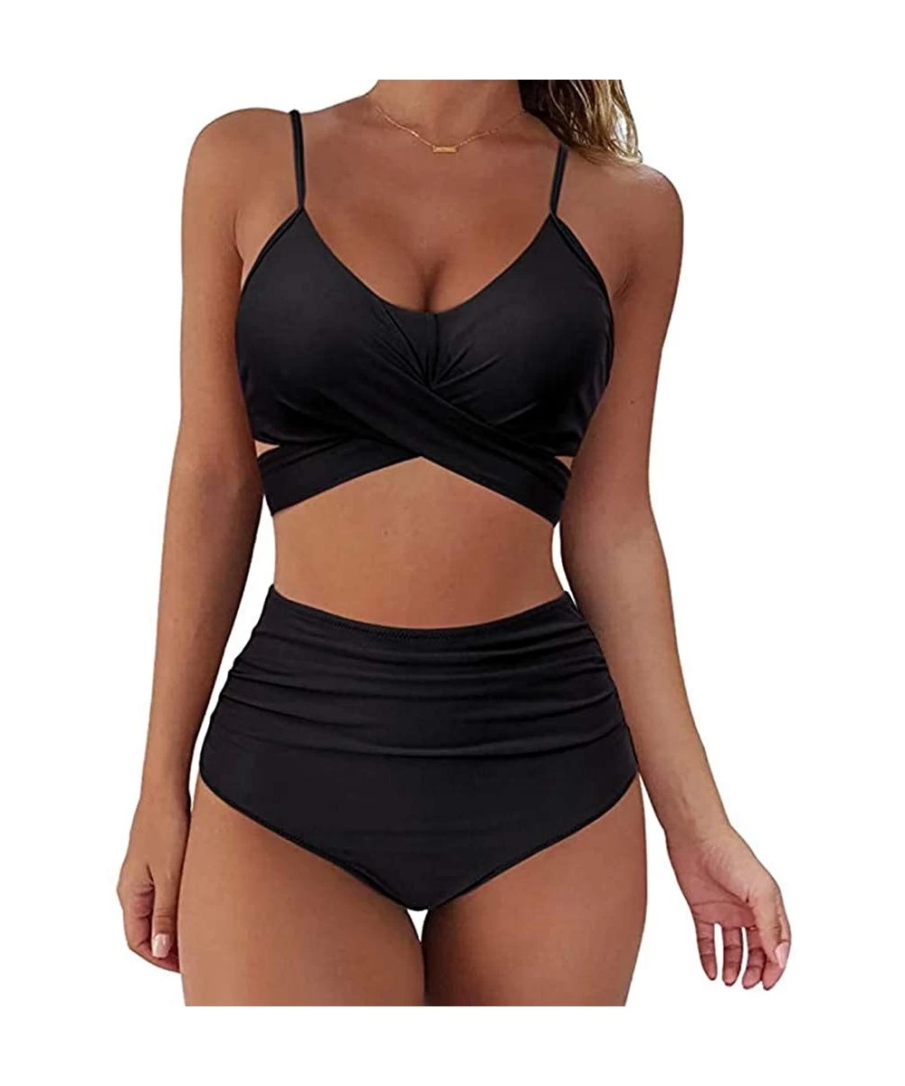 Sets Womens Swimming Costume Padded Swimsuit Monokini Push Up Bikini Sets Swimwear - I-black - C119D45YSDY