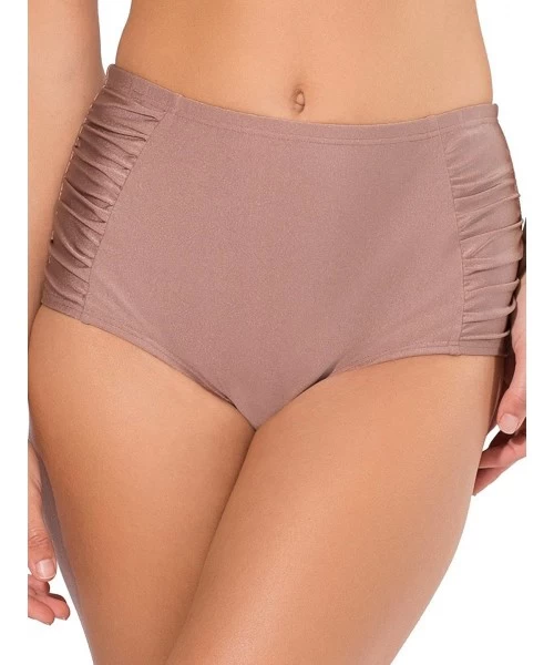 Tankinis Women's High-Waisted Shaping Bikini Bottom with Side Ruching - Ballet Fever - CQ188899RSY