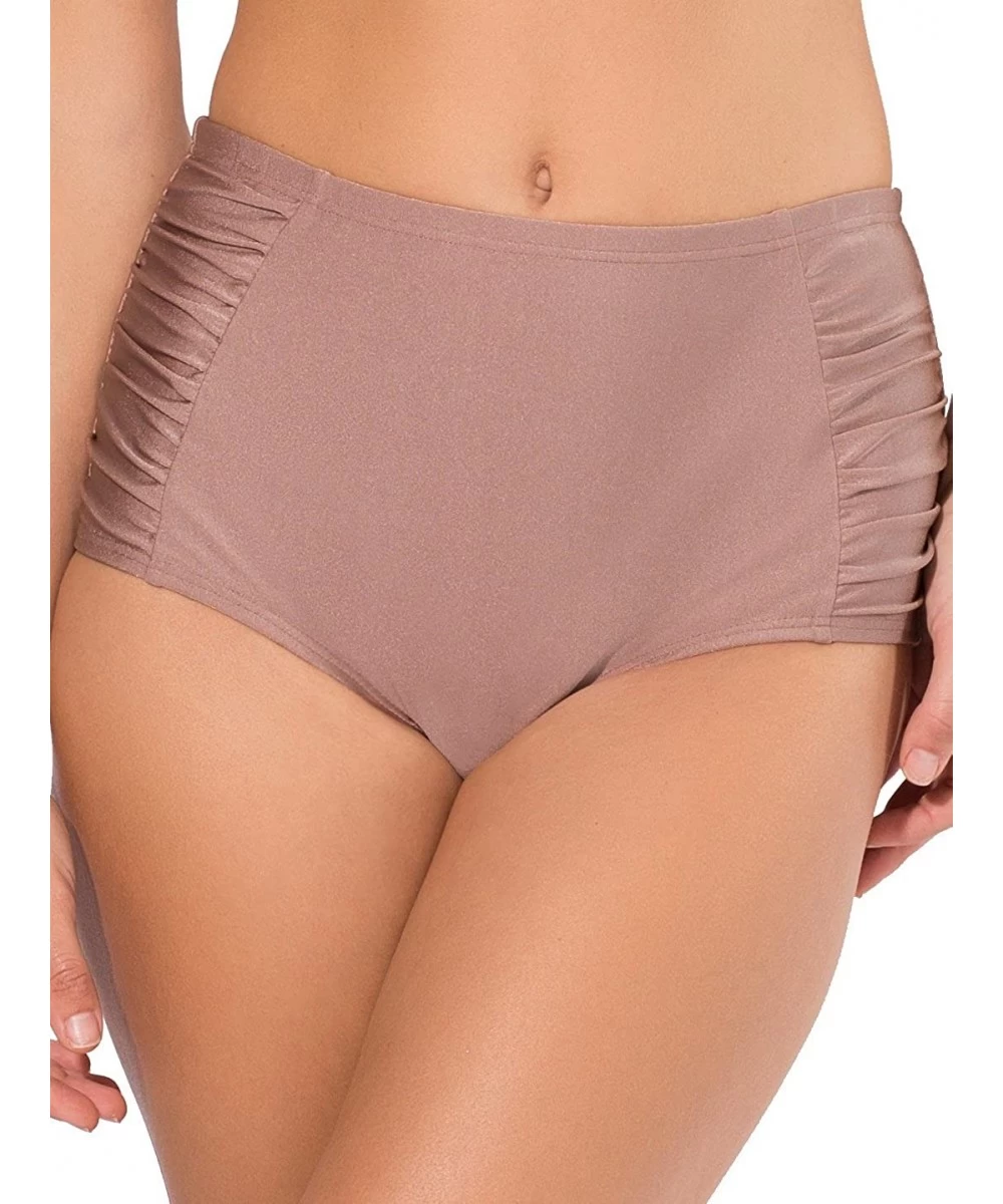 Tankinis Women's High-Waisted Shaping Bikini Bottom with Side Ruching - Ballet Fever - CQ188899RSY