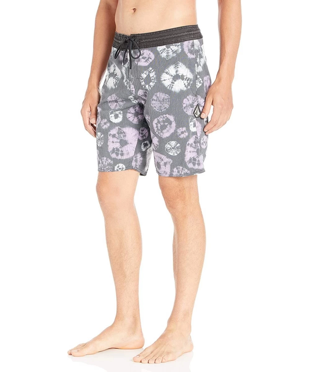 Board Shorts Men's Dot Dye Stoney 19" Stretch Boardshort - Black - CZ18MC9ELZN