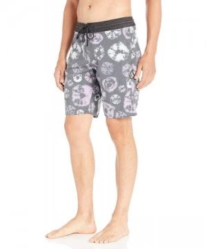 Board Shorts Men's Dot Dye Stoney 19" Stretch Boardshort - Black - CZ18MC9ELZN