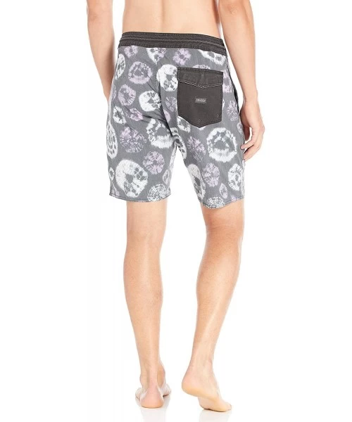 Board Shorts Men's Dot Dye Stoney 19" Stretch Boardshort - Black - CZ18MC9ELZN