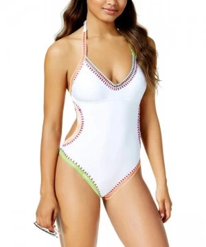 One-Pieces Be Weave It Monokini One-Piece High-Leg Swimsuit (White- Small) - CA18R8ZNLIO