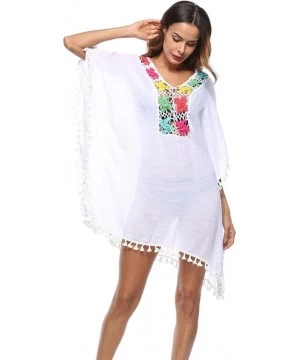 Cover-Ups Summer Women's Bathing Suit Cover Up Beach Bikini Swimsuit Swimwear Crochet Dress (Free Size- White) - White - CA18...