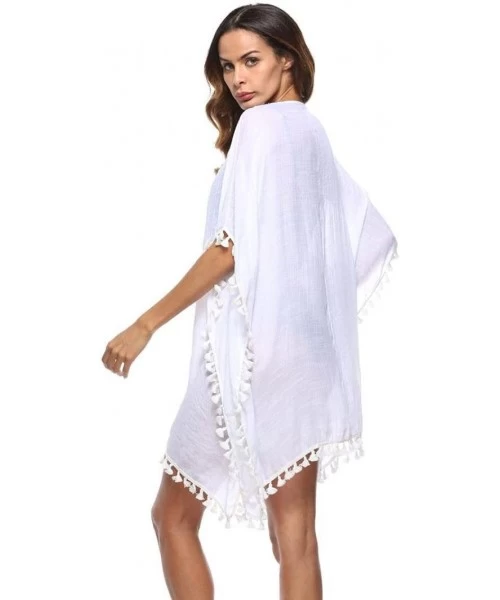 Cover-Ups Summer Women's Bathing Suit Cover Up Beach Bikini Swimsuit Swimwear Crochet Dress (Free Size- White) - White - CA18...