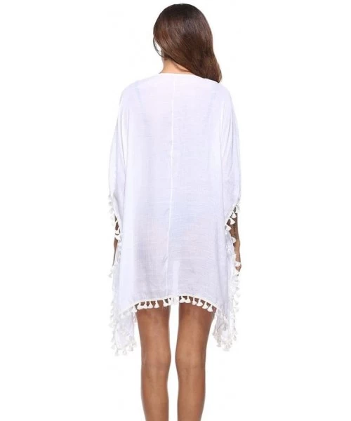 Cover-Ups Summer Women's Bathing Suit Cover Up Beach Bikini Swimsuit Swimwear Crochet Dress (Free Size- White) - White - CA18...