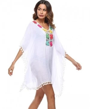 Cover-Ups Summer Women's Bathing Suit Cover Up Beach Bikini Swimsuit Swimwear Crochet Dress (Free Size- White) - White - CA18...