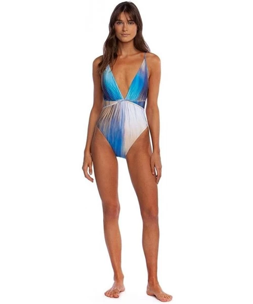 One-Pieces Women's It's A Wash Shirr Plunge One-Piece Swimsuit - Multi - CZ18THADAIA