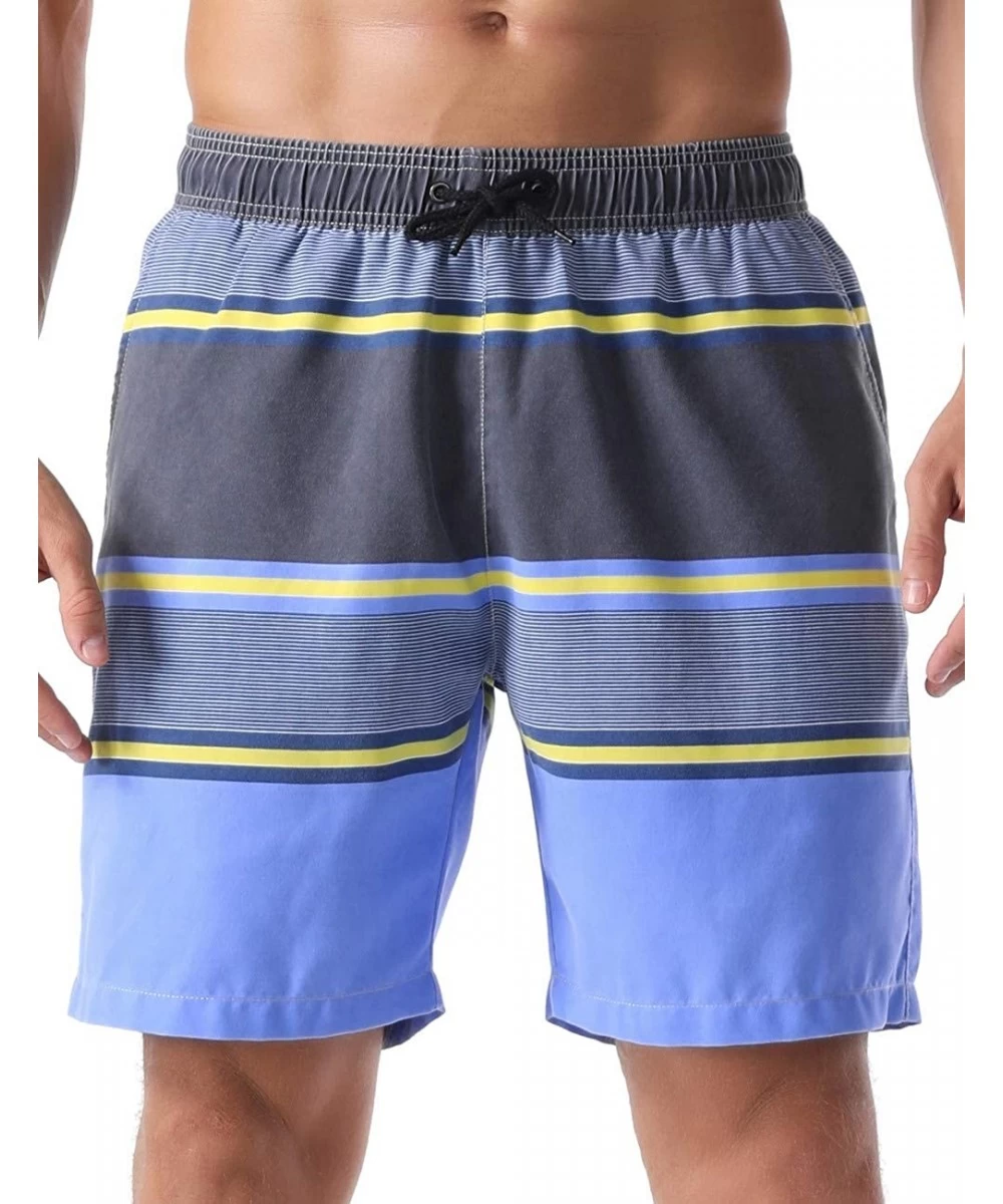 Board Shorts Men's Swim Trunks Retro Soft Washed Drawstring Workout Shorts Men - Blue-277 - CS18YC704N2