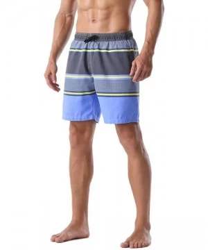 Board Shorts Men's Swim Trunks Retro Soft Washed Drawstring Workout Shorts Men - Blue-277 - CS18YC704N2