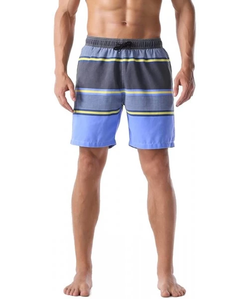 Board Shorts Men's Swim Trunks Retro Soft Washed Drawstring Workout Shorts Men - Blue-277 - CS18YC704N2