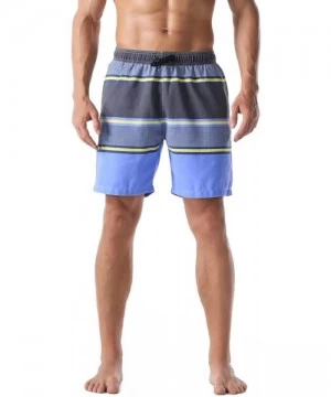 Board Shorts Men's Swim Trunks Retro Soft Washed Drawstring Workout Shorts Men - Blue-277 - CS18YC704N2