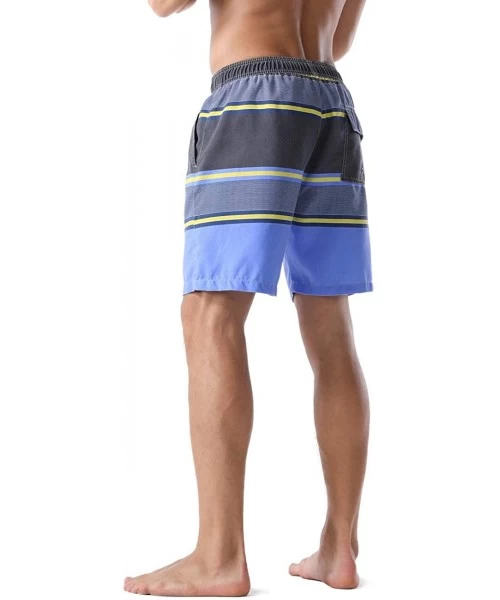 Board Shorts Men's Swim Trunks Retro Soft Washed Drawstring Workout Shorts Men - Blue-277 - CS18YC704N2