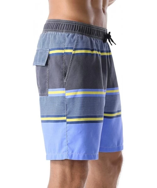 Board Shorts Men's Swim Trunks Retro Soft Washed Drawstring Workout Shorts Men - Blue-277 - CS18YC704N2