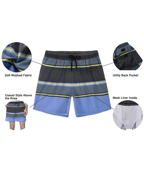 Board Shorts Men's Swim Trunks Retro Soft Washed Drawstring Workout Shorts Men - Blue-277 - CS18YC704N2