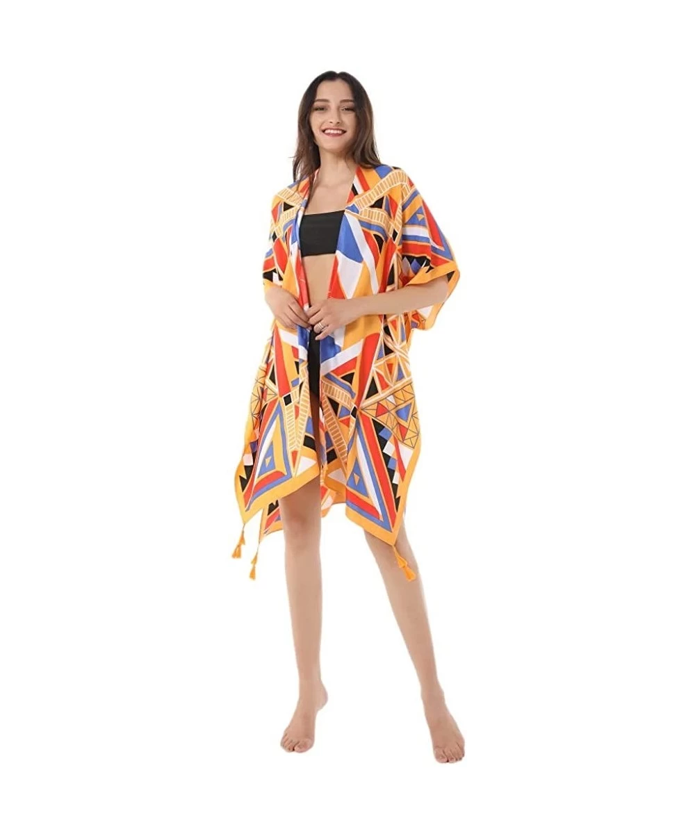 Cover-Ups Womens Fashion Beach Cover Up Swimsuit Kimono Cardigan Stylish Floral Swimwear - Multi 17 - C11906W64OO