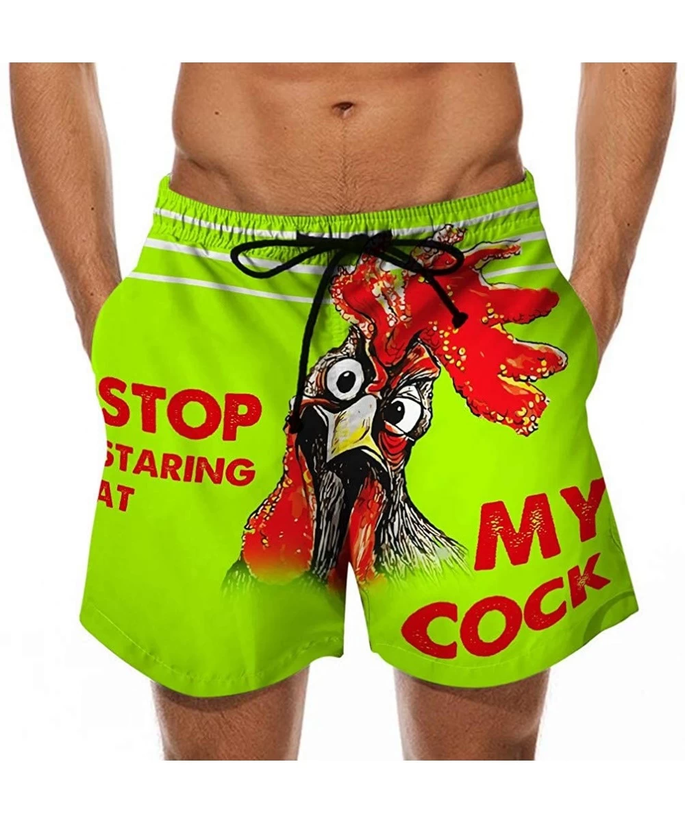 Board Shorts Men Drawstring Summer Beach Shorts- Cock Print Shorts Trouser Pants Swim Trunks Shorts - Stop Staring at My Cock...